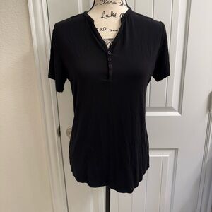Little Sleepies Black Bamboo Short-Sleeve Henley Top sz S